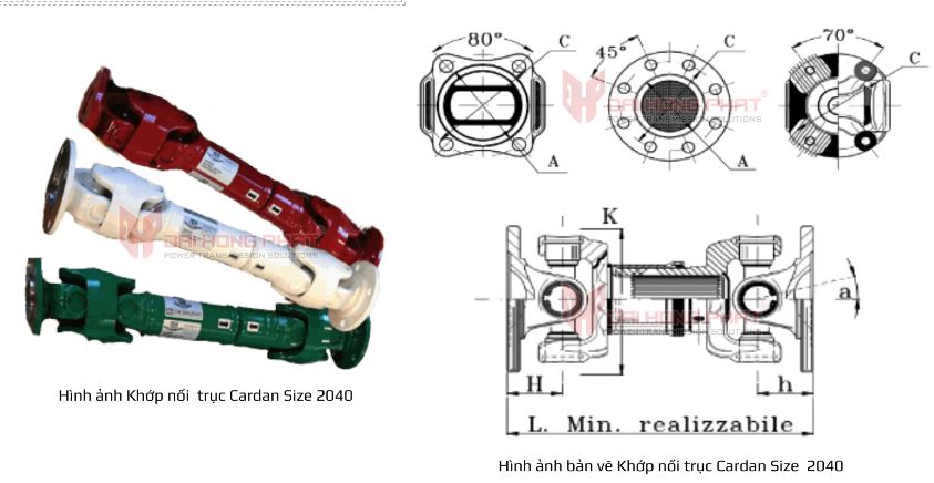 Bản vẽ kỹ thuật Khớp nối cardan size 2040