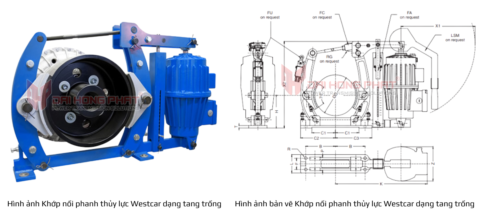 Bản vẽ kỹ thuật Phanh thủy lực Westcar dạng tang trống