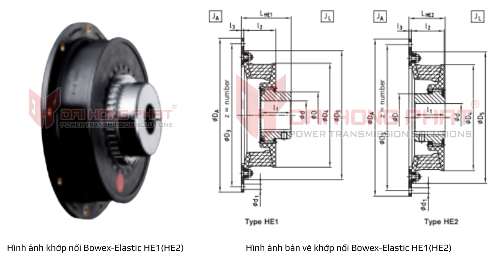 Bản vẽ kỹ thuật Khớp nối răng vỏ nhựa KTR Bowex-Elastic HE1(HE2)