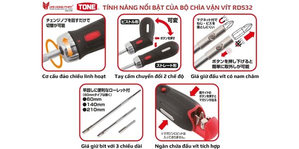 Tính năng nổi bật của bộ chìa vặn vít RDS32 TONE