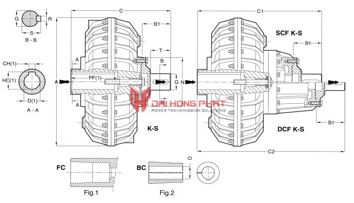 bảng vẽ kỹ thuật khớp nối thủy lực Westcar kèm trục ra