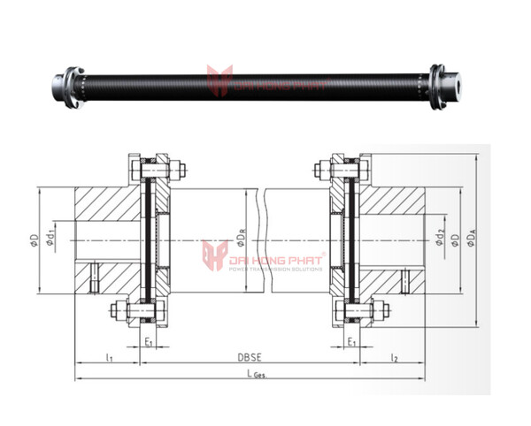 Bản vẽ kỹ thuật khớp nối đĩa đàn hồi Radex-N Composite