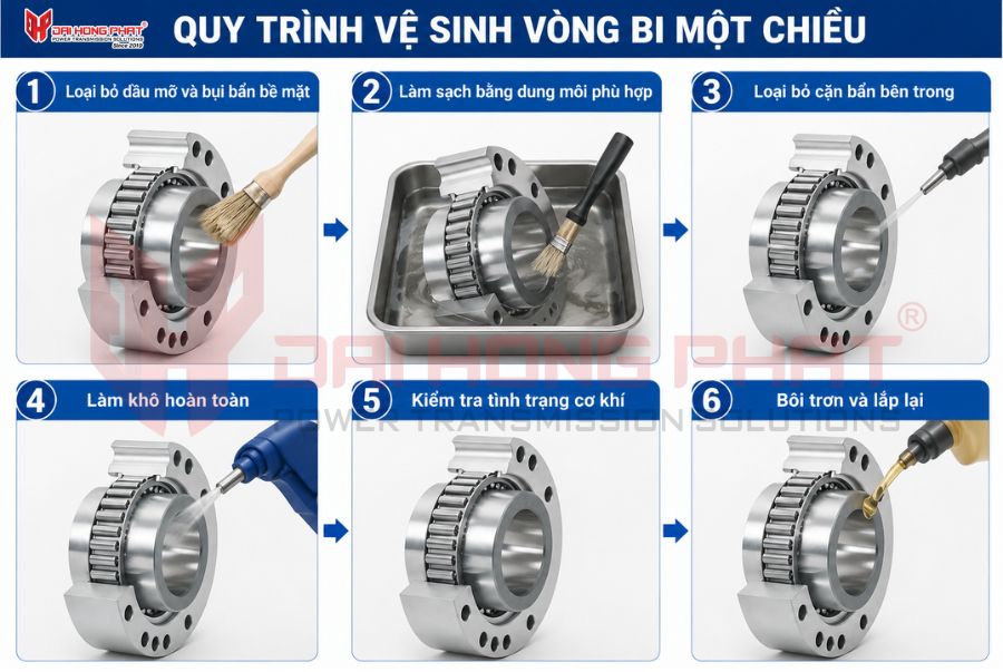 Quy trình vệ sinh vòng bi một chiều