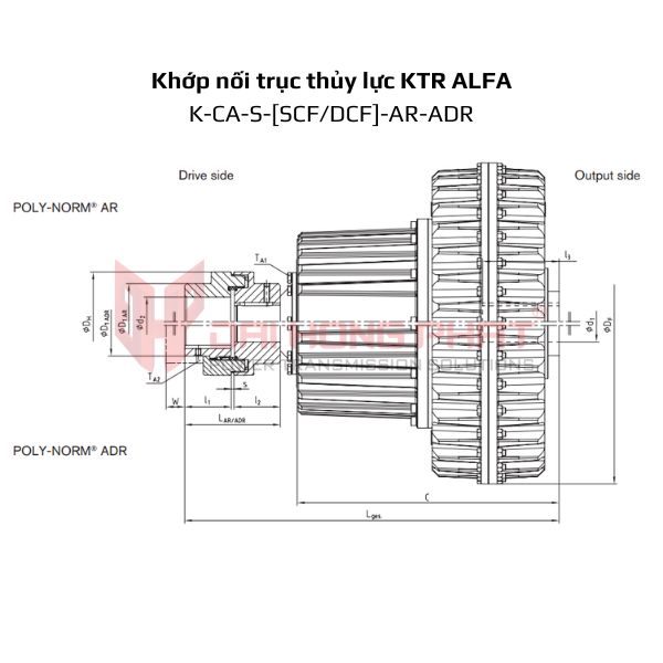 Bản vẽ Khớp nối thủy lực KTR ALFA Poly-Norm AR/ADR
