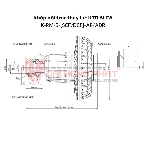 Bản vẽ Khớp nối trục thủy lực KTR AFLA K-RM-S-AR/ADR