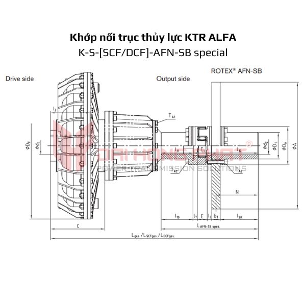 Bản vẽ Khớp nối thủy lực KTR ALFA Rotex AFN-SP special