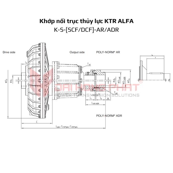 Bản vẽ khớp nối thuỷ lực KTR ALFA K-S [SCF/DCF] AR/ADR