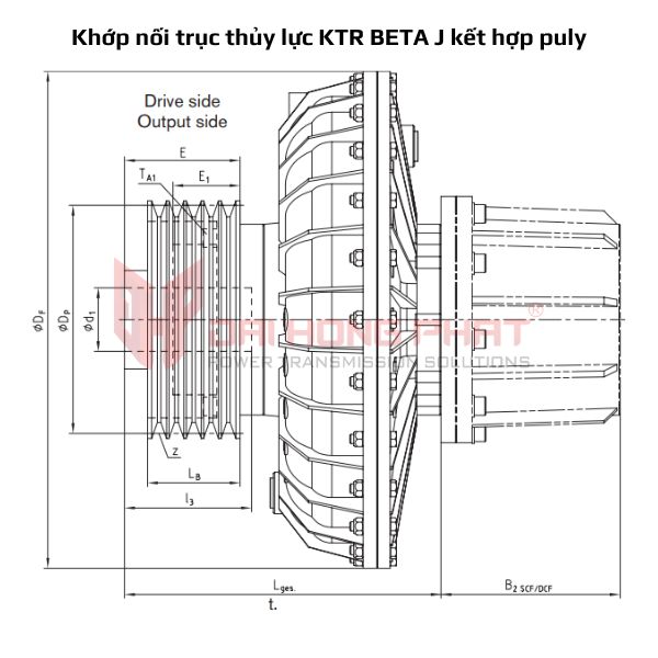 Bản vẽ Khớp nối trục thủy lực KTR BETA J