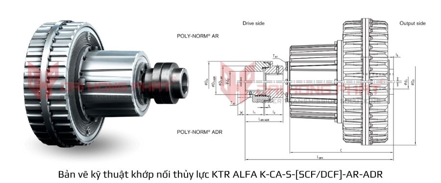 Bản vẽ kỹ thuật Khớp nối thủy lực KTR ALFA K-CA-S-AR/ADR
