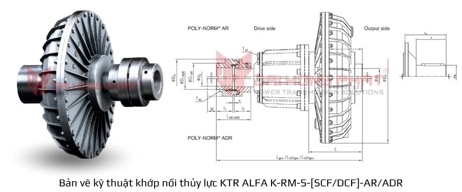Bản vẽ Khớp nối thủy lực KTR AFLA K-RM-S-AR/ADR