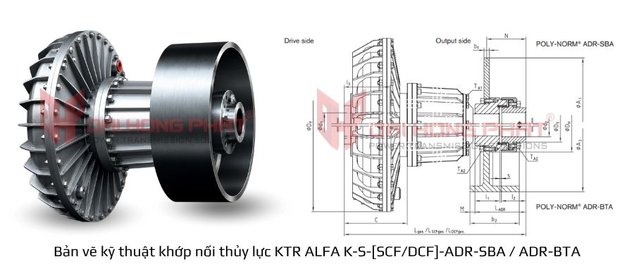 Bản vẽ kỹ thuật Khớp nối thủy lực KTR ALFA Poly-Norm ADR
