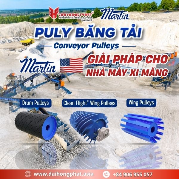Puly băng tải Martin USA cho nhà máy xi măng